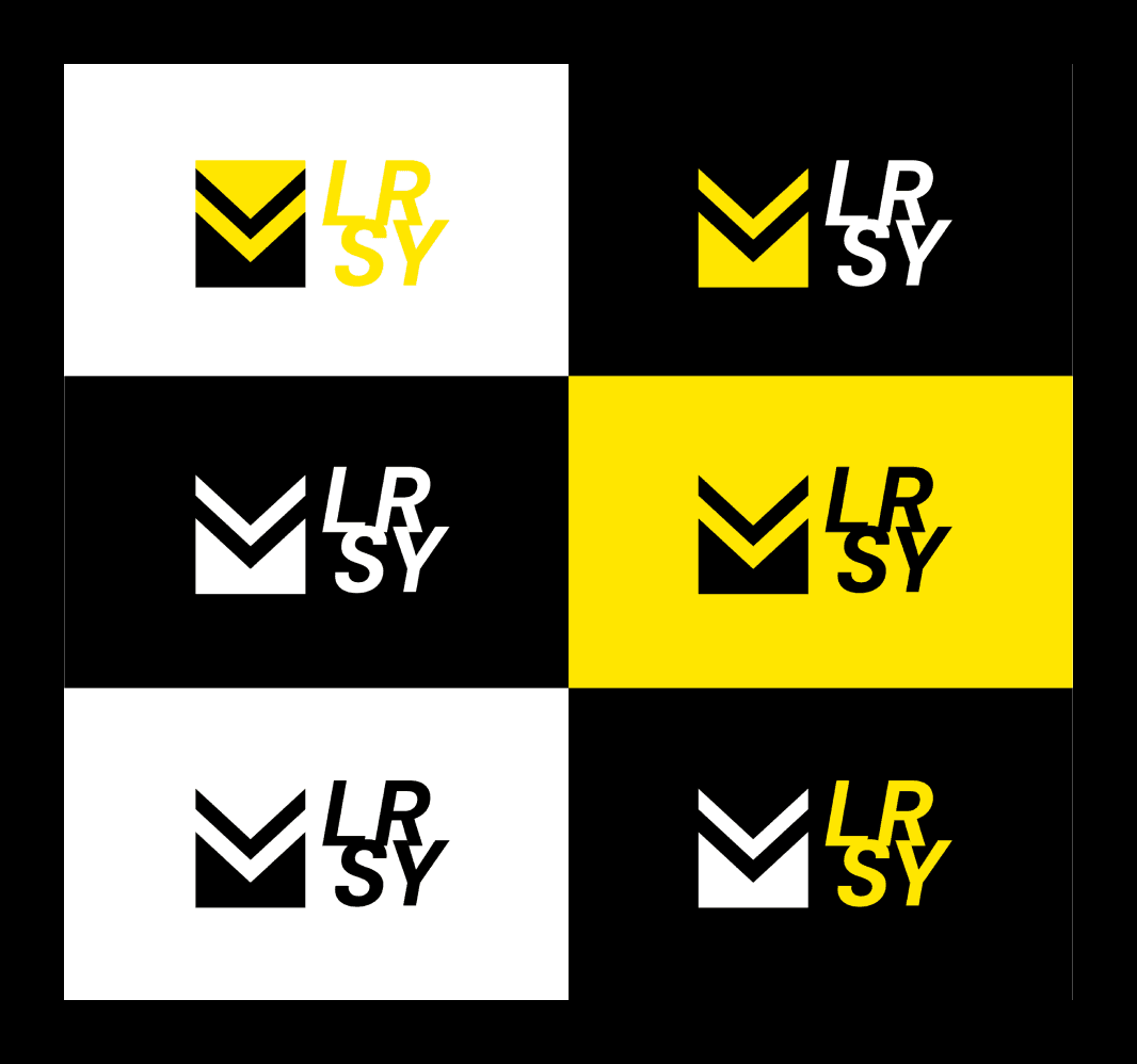 Les déclinaisons du logo, en jaune, noir et blanc