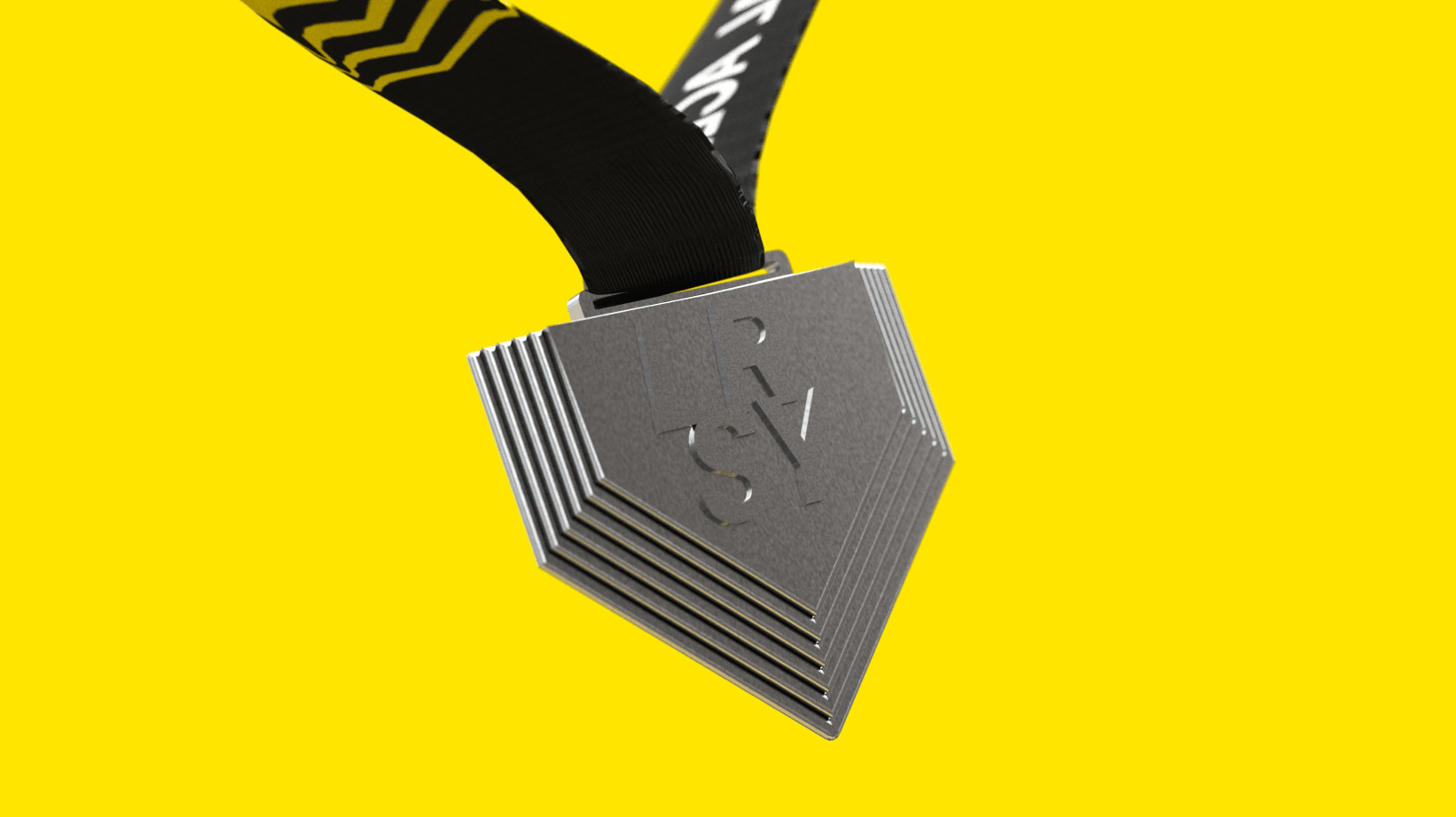 La médaille argent sur un fond jaune