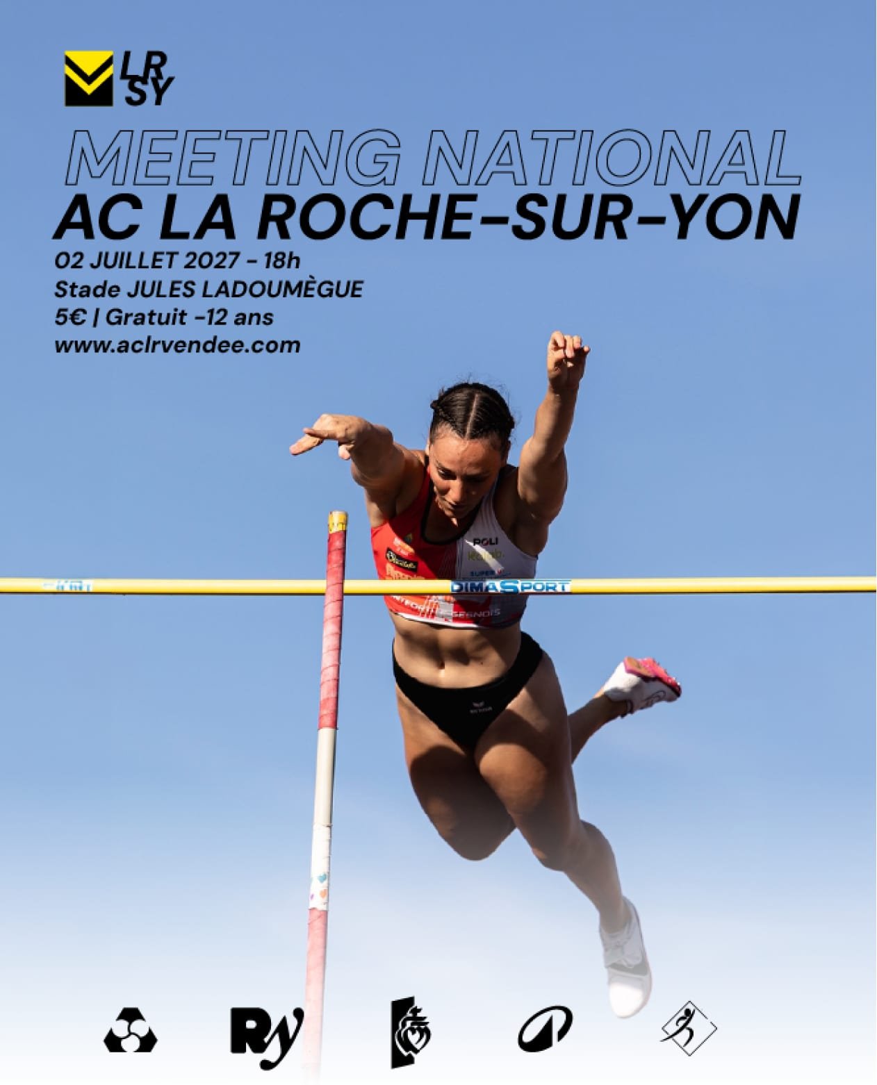 Affiche du meeting : une perchiste en plein saut