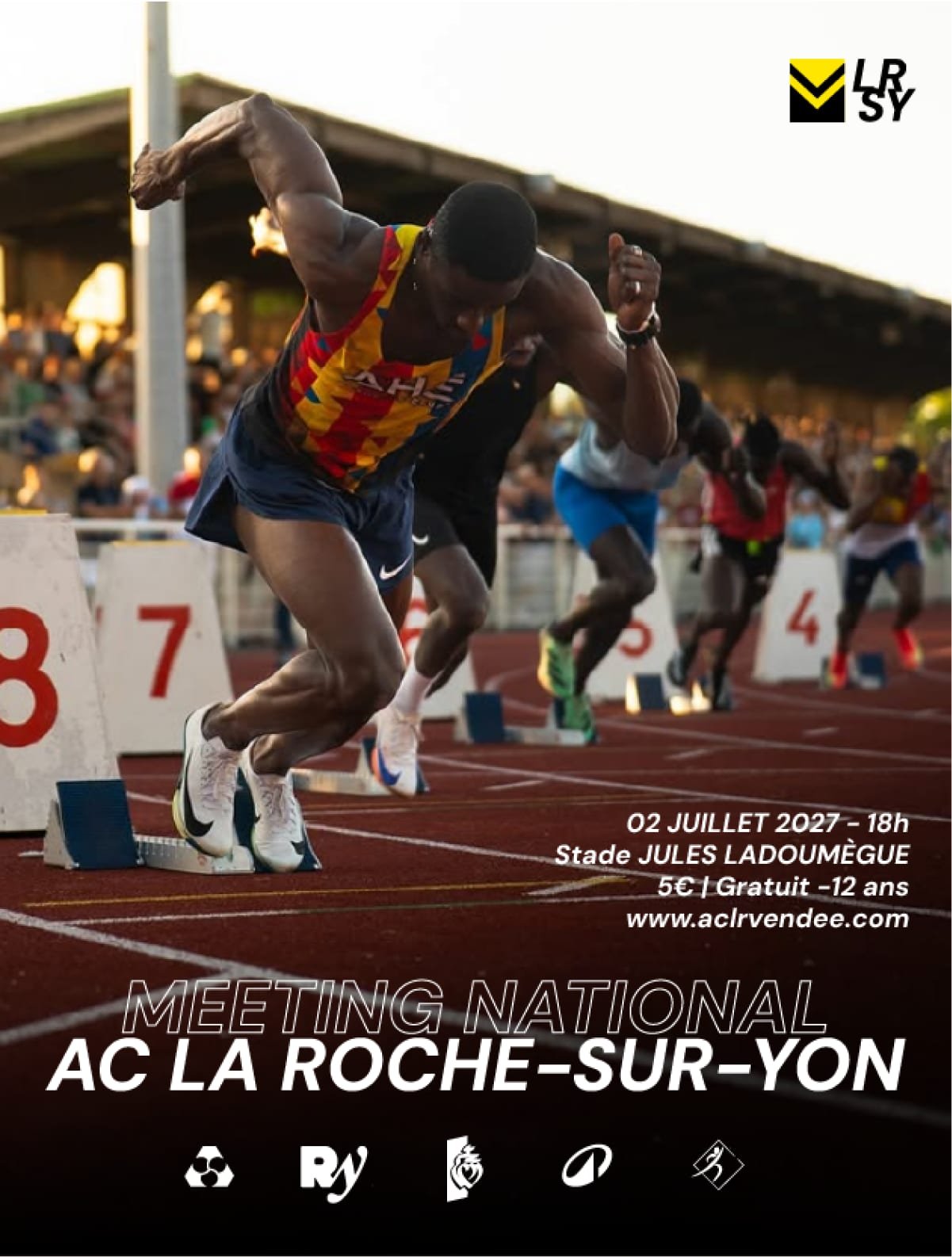 Affiche du meeting : un sprinteur au départ