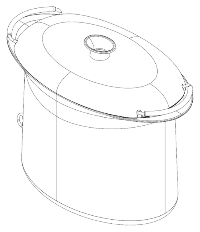 Croquis d'une coupe ouverte laissant voir sa partie basse